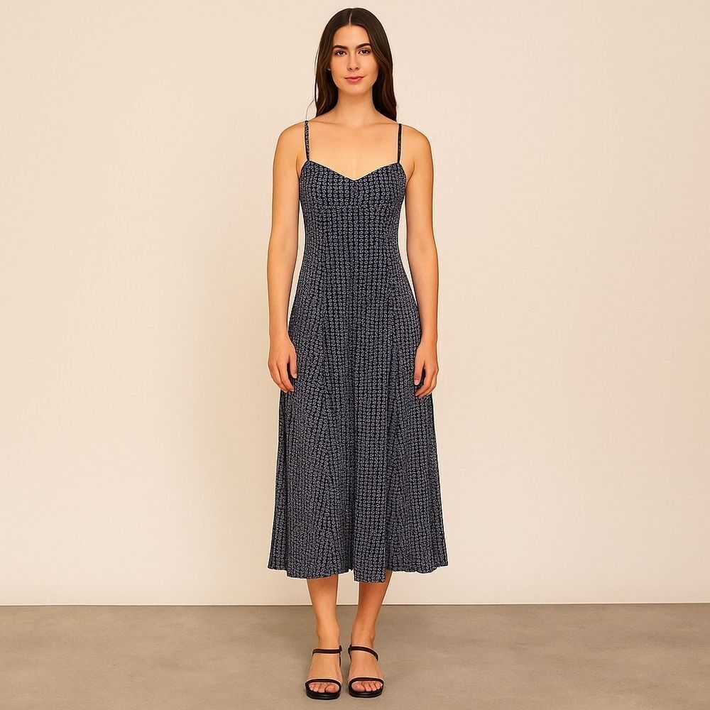 Vintage Y2K Contempo Fit and Flare‎ Colico Print Slip Dress, 3-4